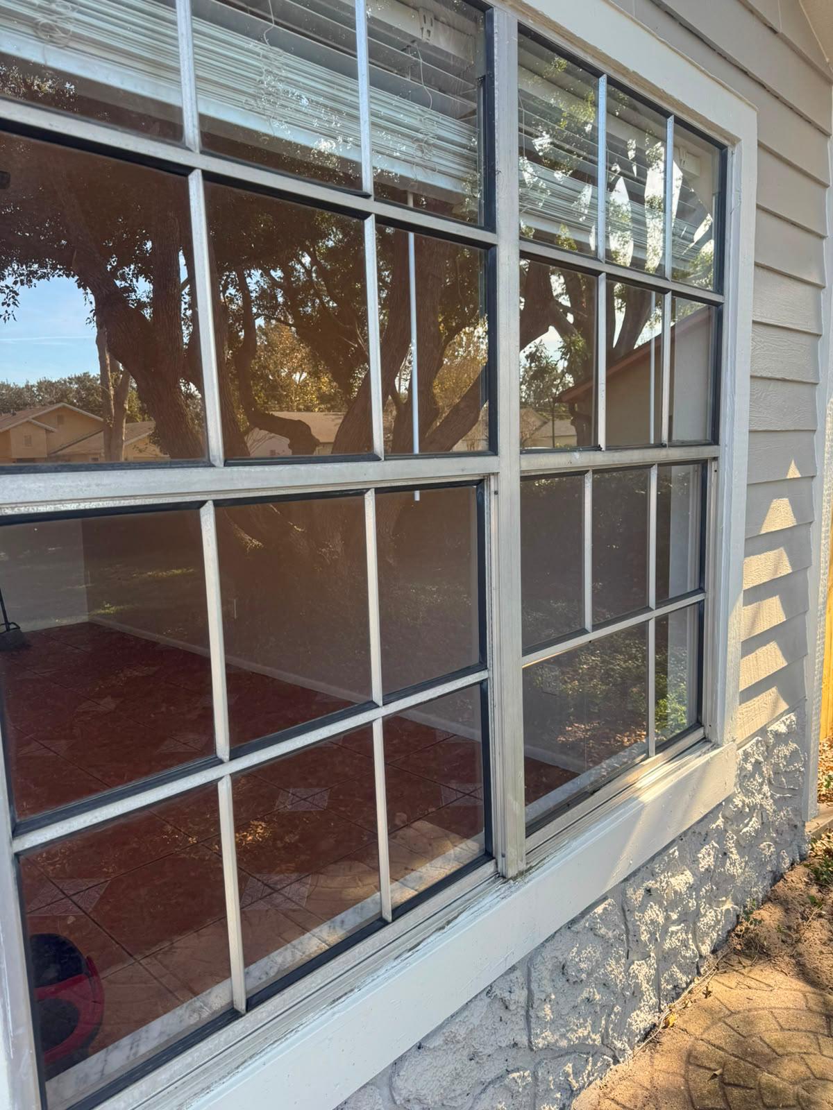 Exterior window panes washed clear after a deep clean