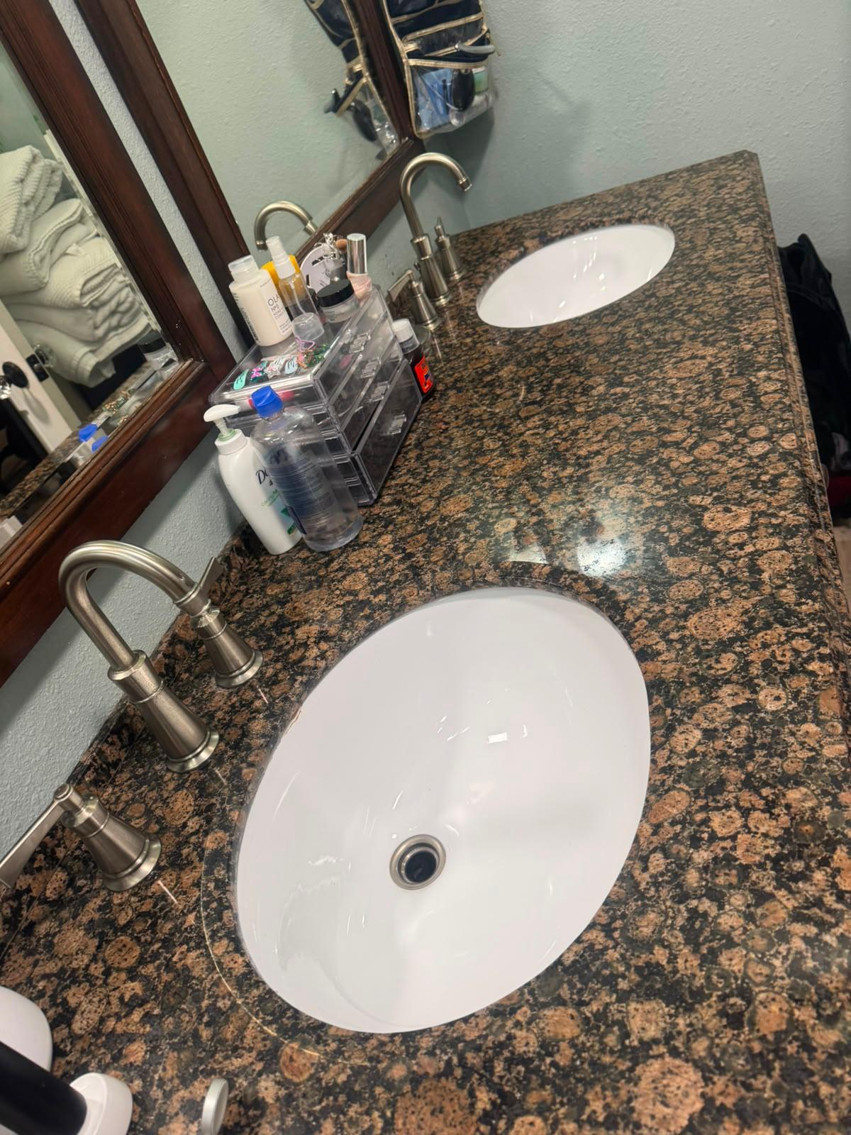 Granite vanity and sink polished spotless
